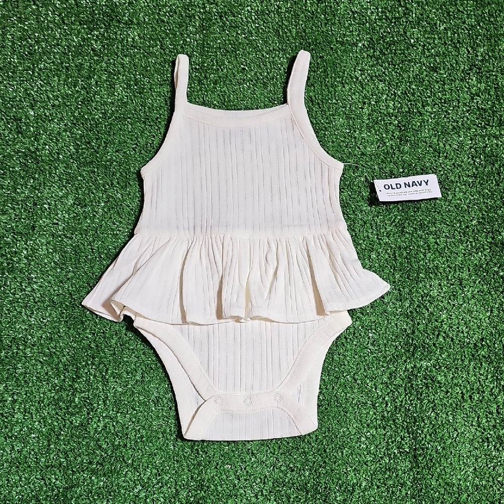 Old Navy Ivory Ruffle Bodysuit 6-12M